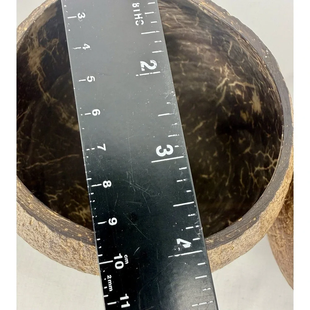 Coconut Shell Footed Bowl/ Cup‎ Set Of Three (3) Handmade Tropical Tiki Luau